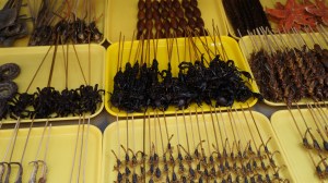 So many strange things to eat! Sometimes the scorpions were still moving. 